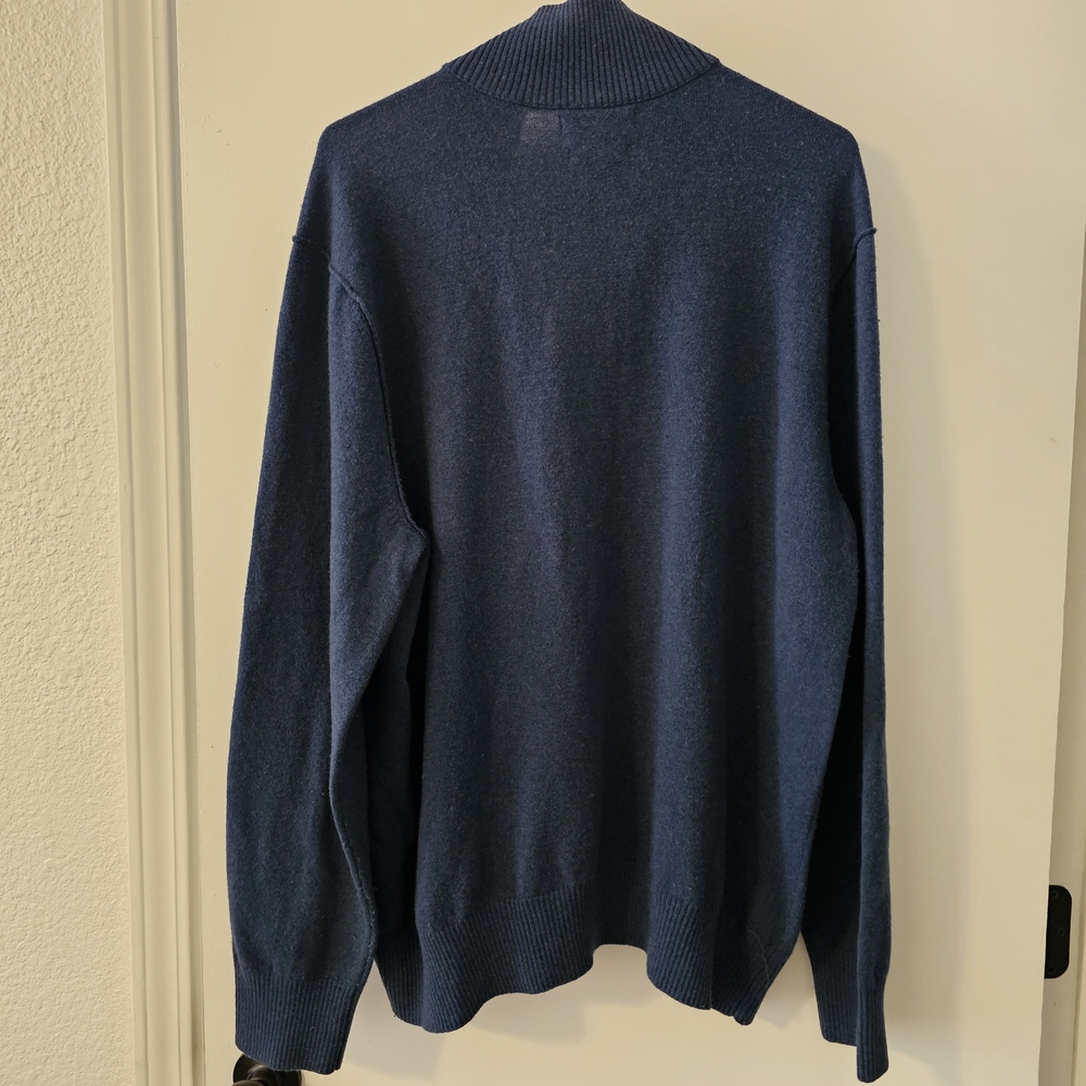Banana Republic Blue Button Mock Sweater Merino Wool Nylon Blend Men' Size XL - Picture 2 of 8